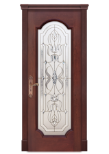 Межкомнатная дверь «Женева-F», Красное дерево, стекло «Палермо-F» (комплект)